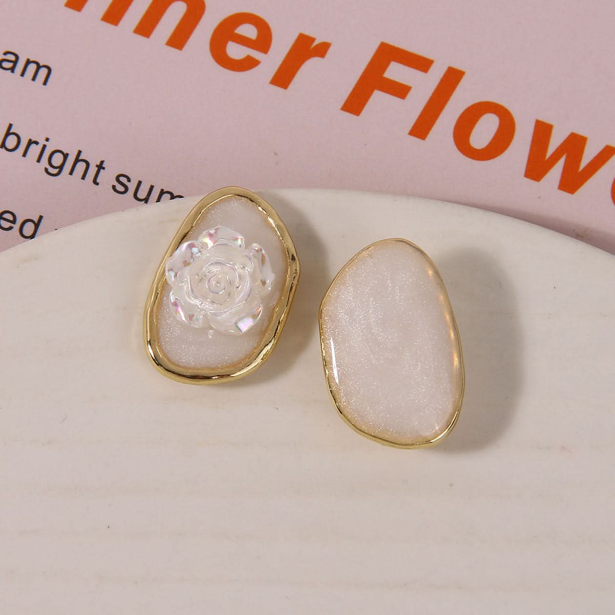 Pearl Oval Quicksand Green Leaf Earrings - DIY Jewelry Accessories (Set of 6 pcs.)