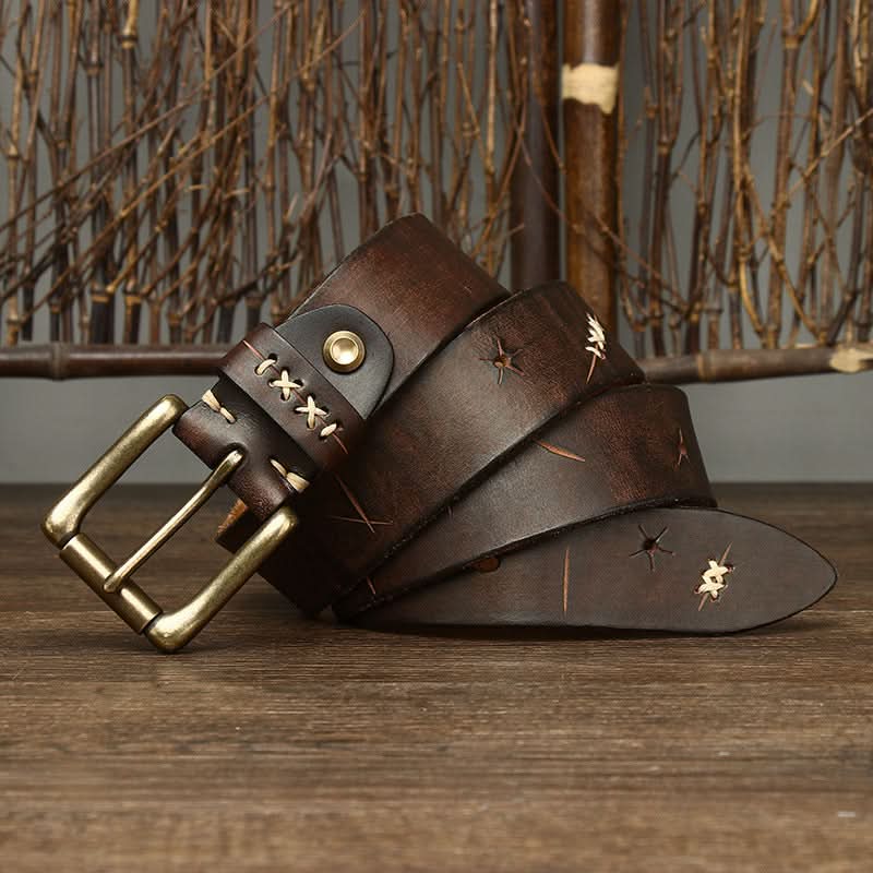 Men’s Vintage Leather Belt – Street Style for Jeans