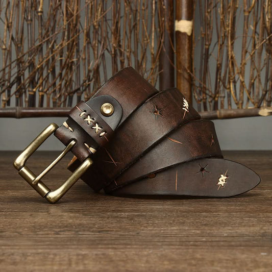 Men’s Vintage Leather Belt – Street Style for Jeans