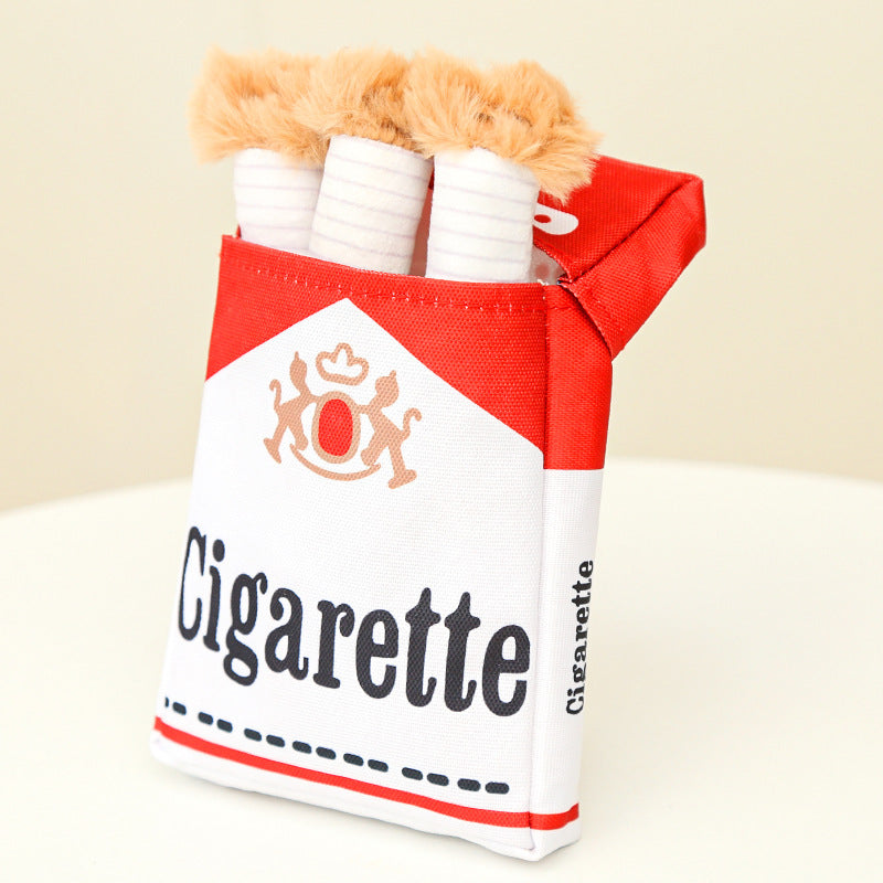 Plush Dog Chew Toy Set – Squeaky Cigarette Box Design, Sound-Making Pet Toys