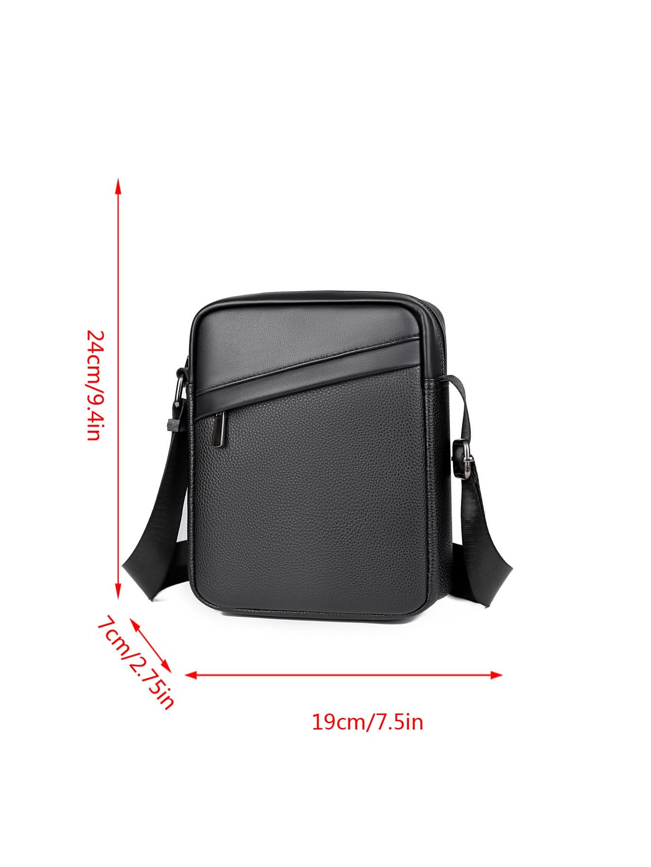 Men's PU Leather Shoulder Messenger Bag – 8-Inch Crossbody Bag