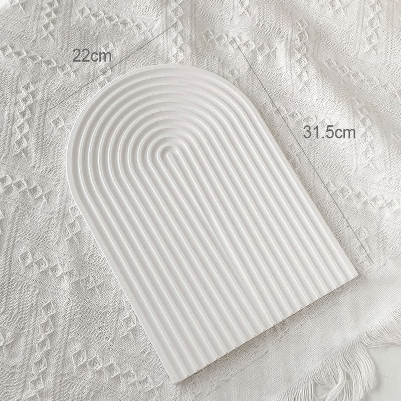 Nordic 3D Plaster Round Tray - Wave Pattern, Photo Props & Decoration