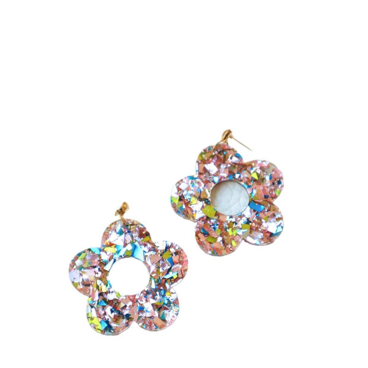 Pink Acrylic Flower Earrings for Women – Korean Style Heart Jewelry