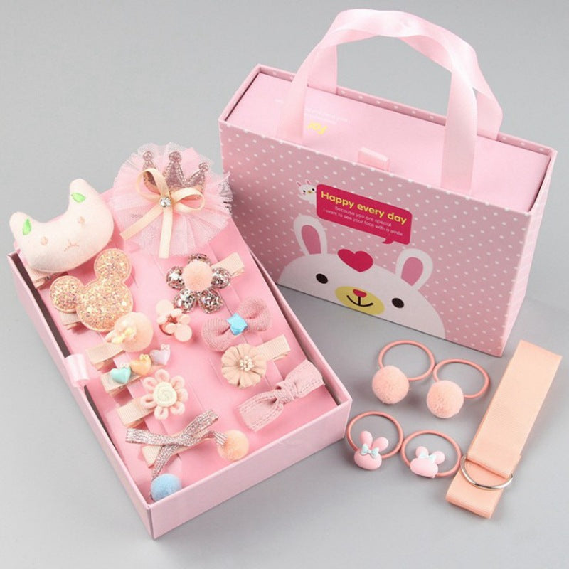18-Piece Kids' Bow Hair Accessories Gift Set – Fabric Hairpins for Girls