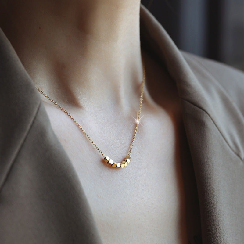 Minimalist Gold Titanium Steel Necklace – Geometric Square Pendant for Women