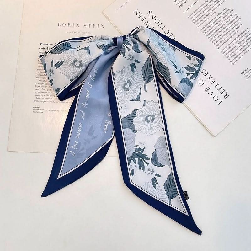 Silk Scarf Ribbon Ponytail Bow - Letter Headband Accessory (Set of 2pcs.)