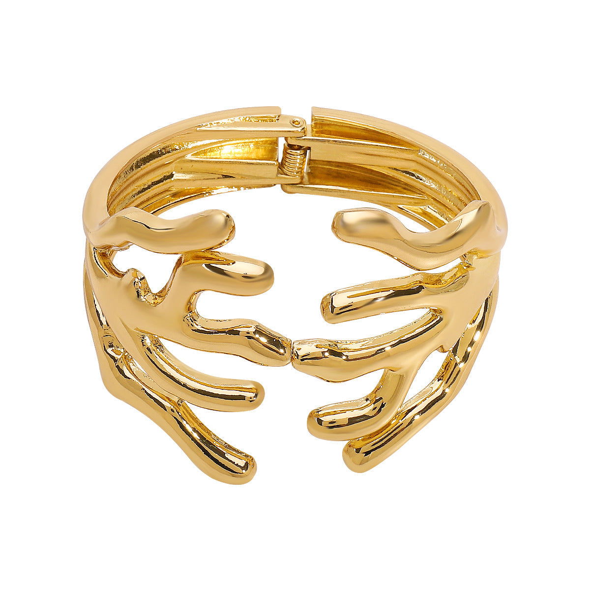 Coral Clasp Bold Cuff Bracelet – Spring Open Fashion Jewelry for Women