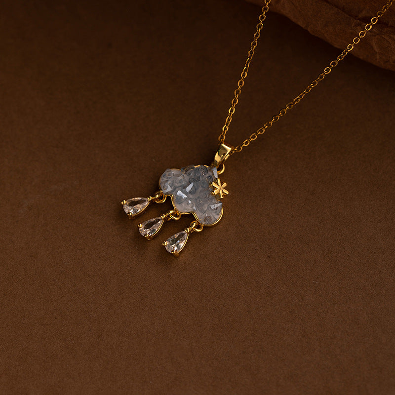 Cloud Tassel Necklace for Women – Zircon Teardrop Pendant Fashion Jewelry