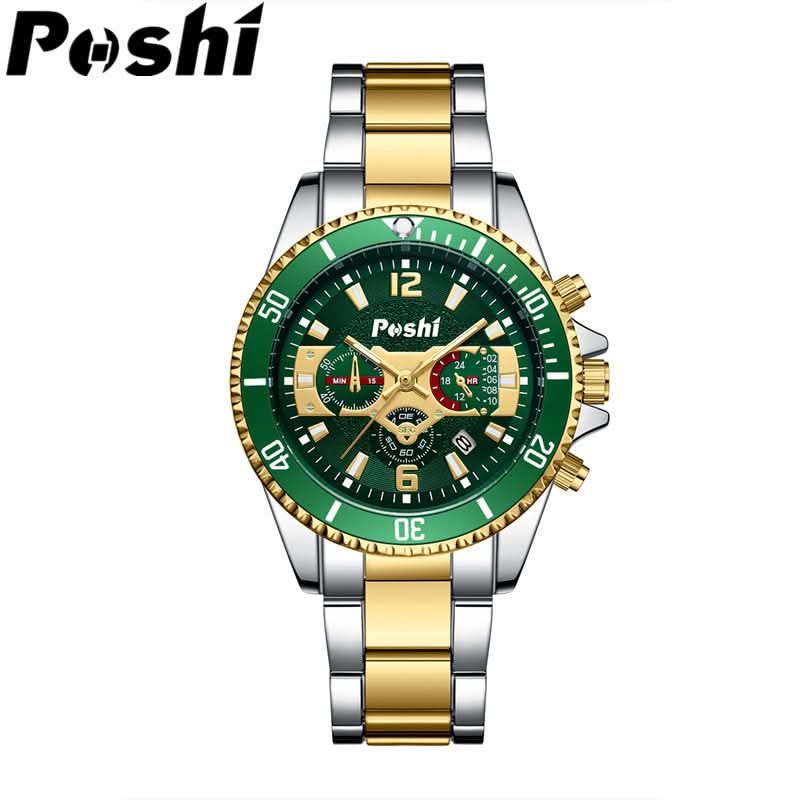 Men’s Stainless Steel Quartz Watch – Luminous Dial, Calendar
