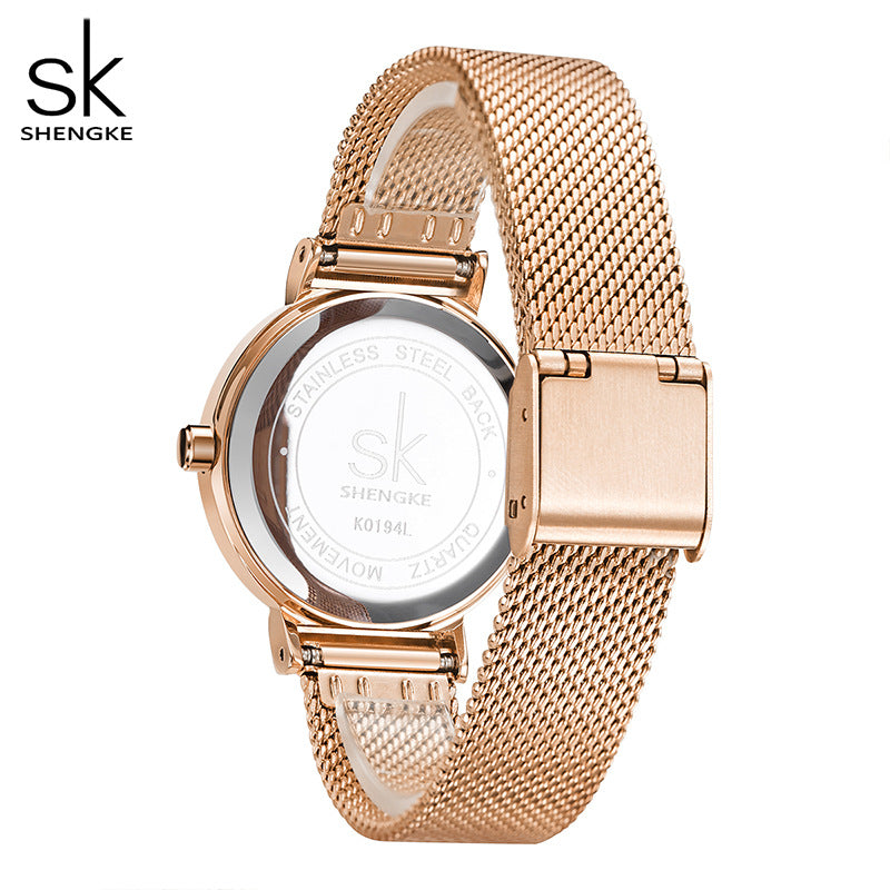 SK Fashion Women's Square Quartz Watch – Waterproof Stainless Steel Strap