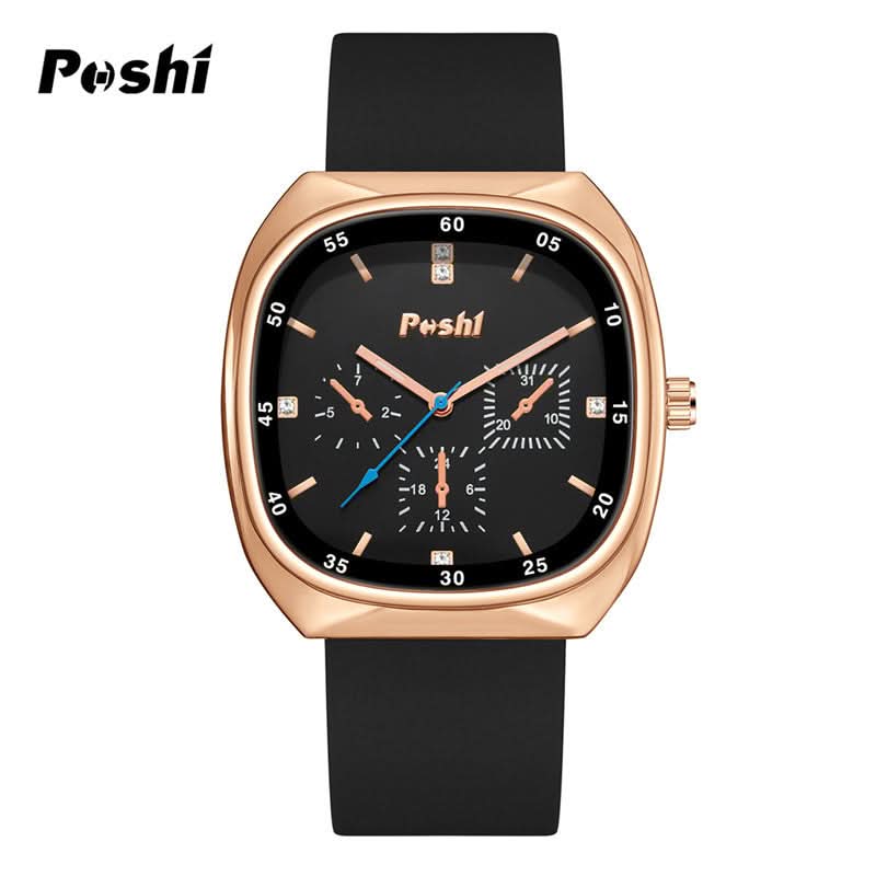 Unisex Casual Style Square Quartz Watch – Silicone Strap, 24-Hour Display