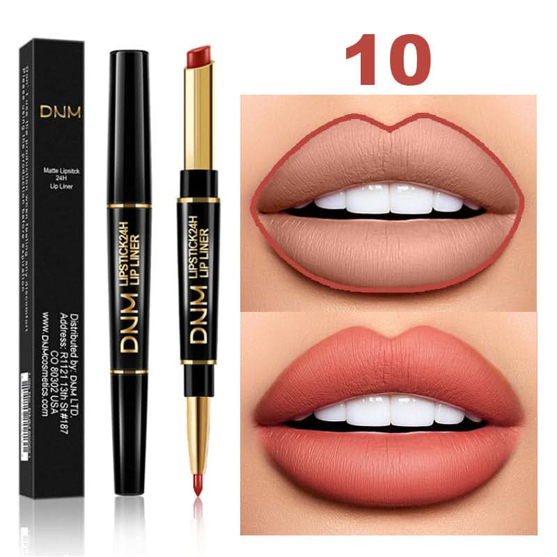 DNM 2-in-1 Matte Lipstick & Lip Liner – Long-Lasting, Non-Stick, High-Pigment Color