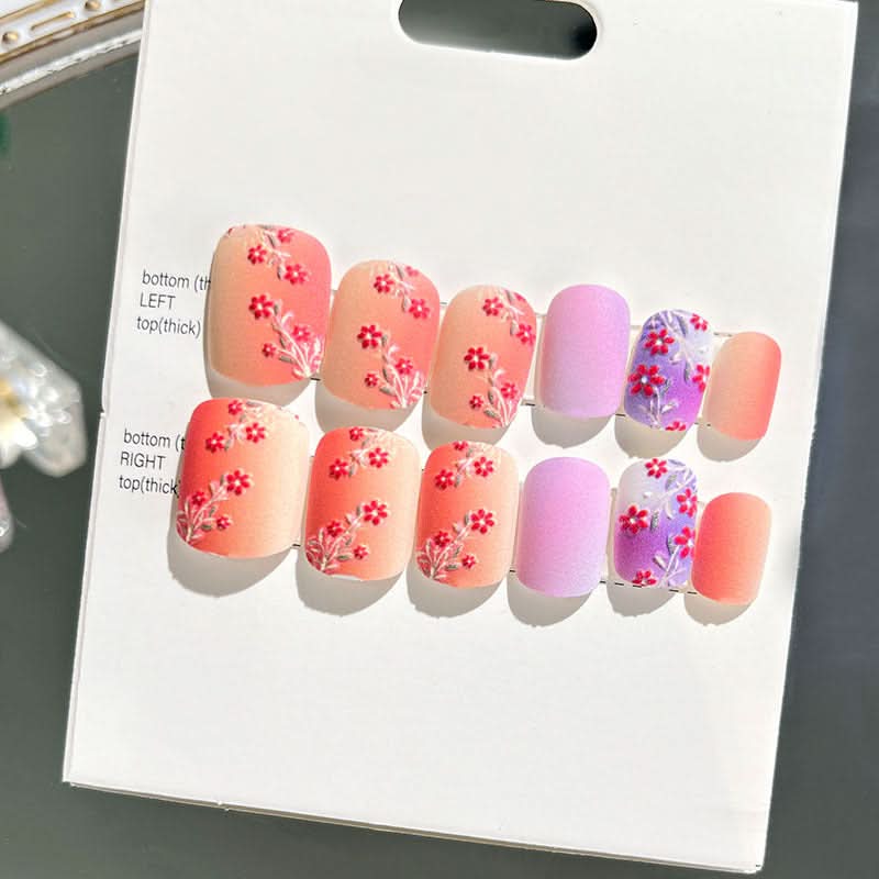Wearable Embossed Short Bride Nail Art – Finished 3D False Nail Stickers