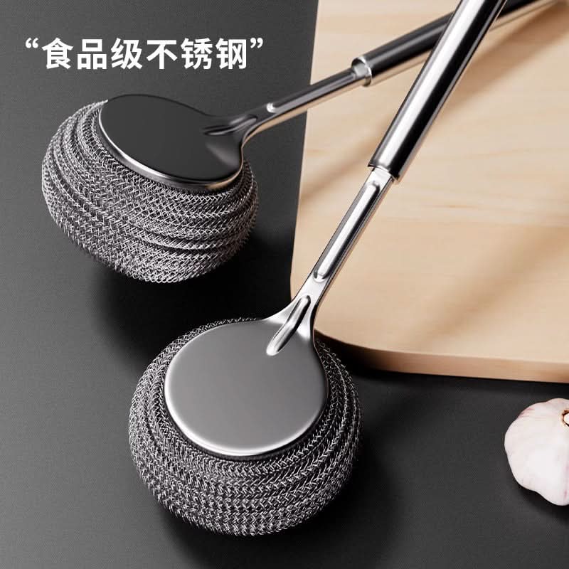 Stainless Steel Long Handle Pot Brush – Heavy-Duty Kitchen Scrubber