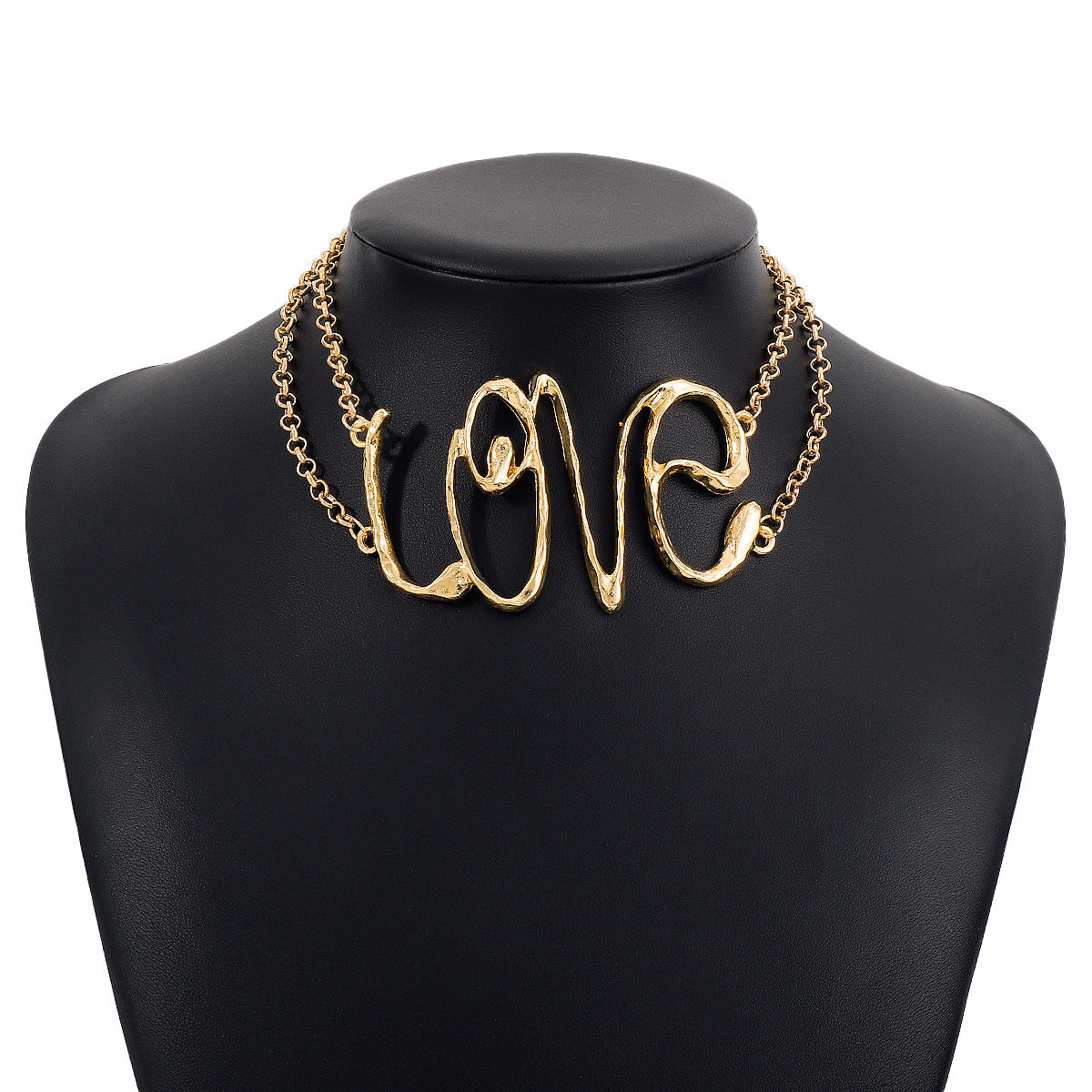 LOVE Letter Pendant Necklace – Trendy Hip-Hop Statement Jewelry for Women