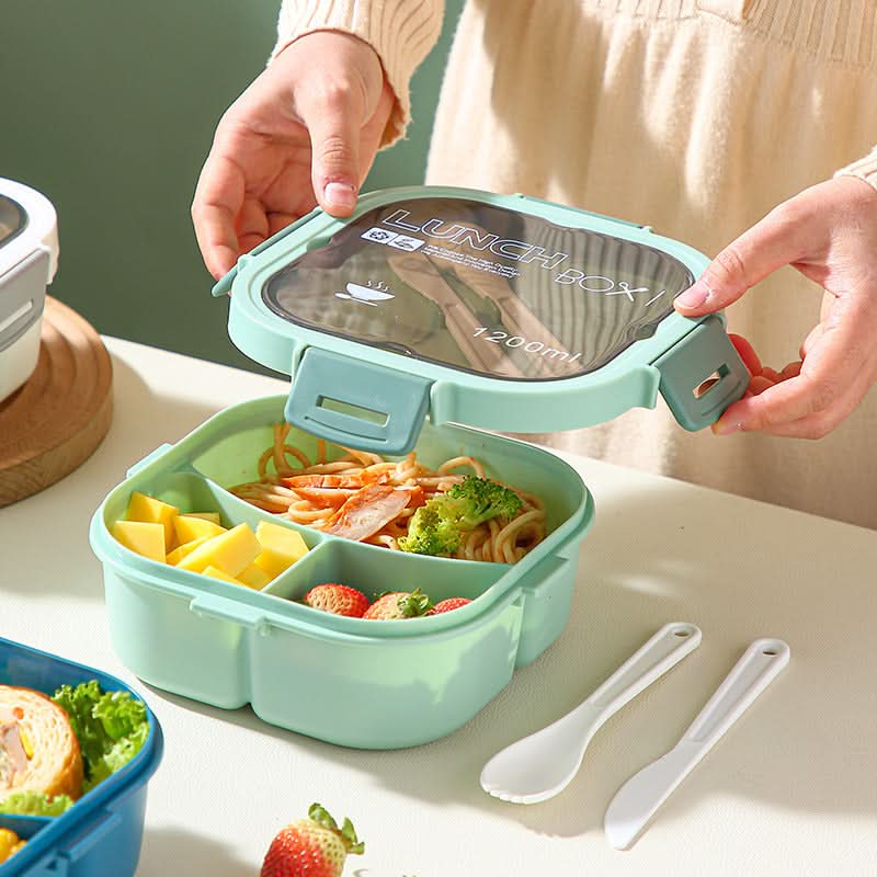 1200ml Japanese-Style Bento 3-Compartment Lunch Box – Microwave-Safe