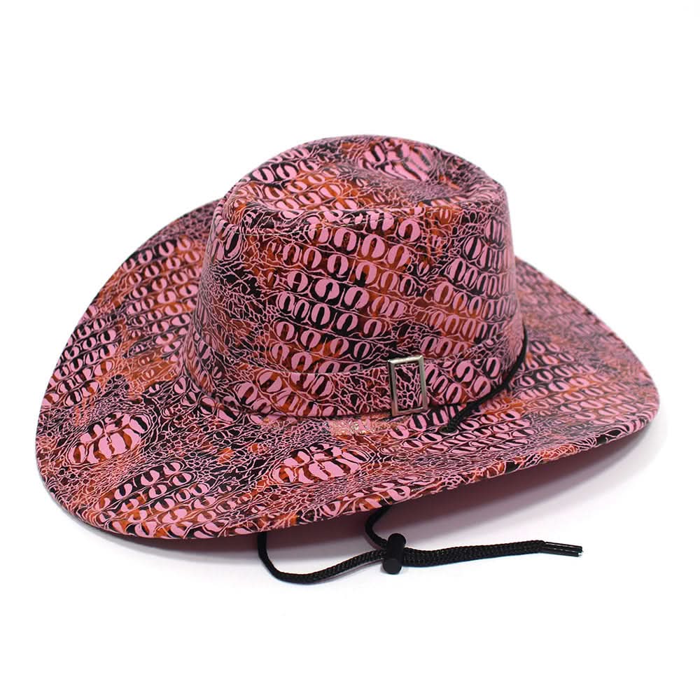 Unisex PU Leather Cowboy Hat – Crocodile Pattern Western Jazz Hat
