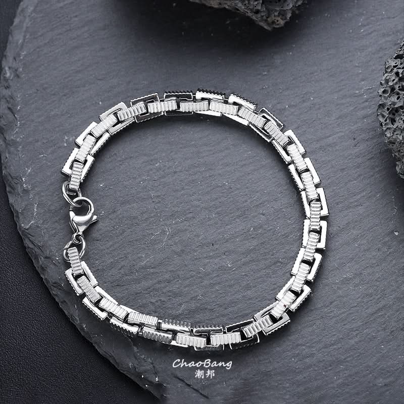 Men’s Trendy Titanium Steel Sawtooth Bracelet – Plated Zigzag Chain