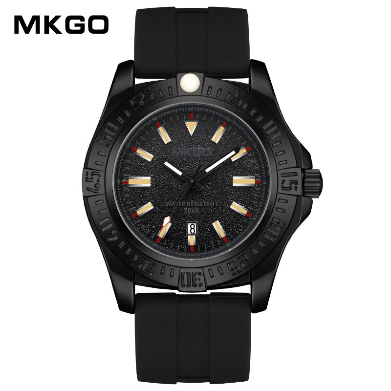 MKGO Men’s Quartz Watch with Calendar – Waterproof Silicone Strap Sport Timepiece