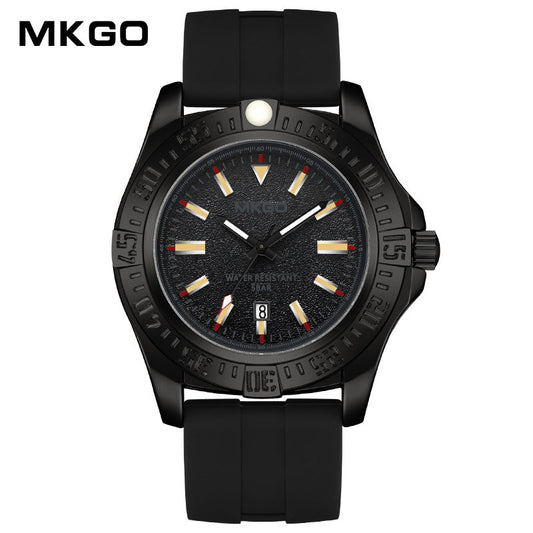 MKGO Men’s Quartz Watch with Calendar – Waterproof Silicone Strap Sport Timepiece