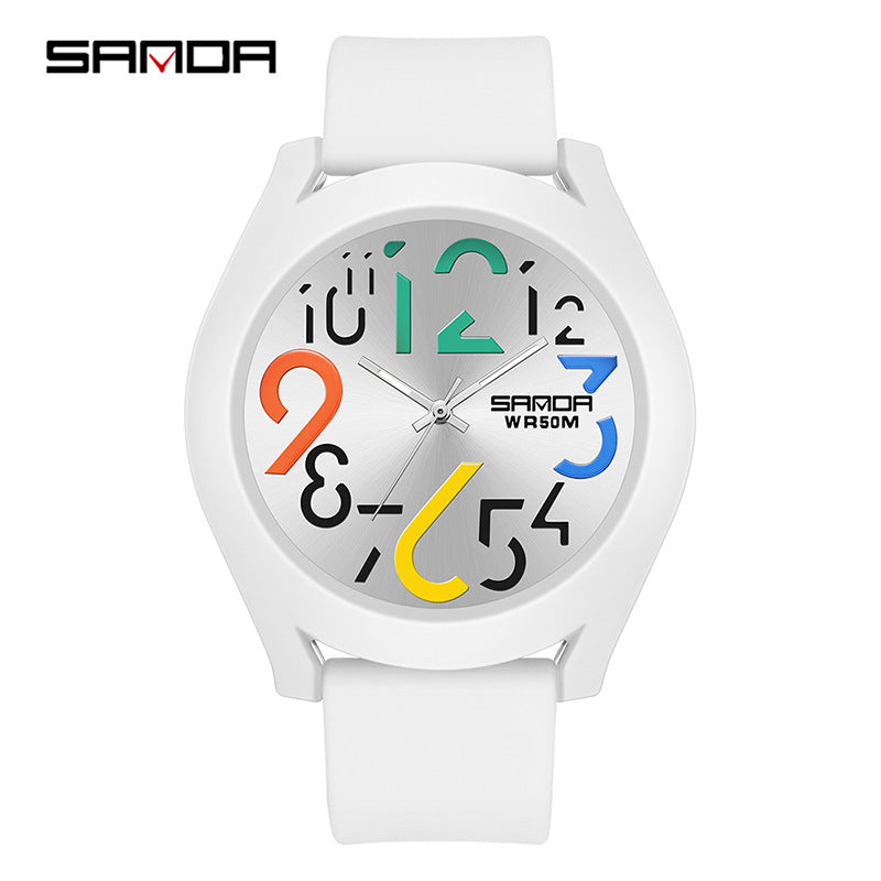 Sanda Digital Quartz Watch – Waterproof Kid's Silicone Strap Watch with Removable Bezel