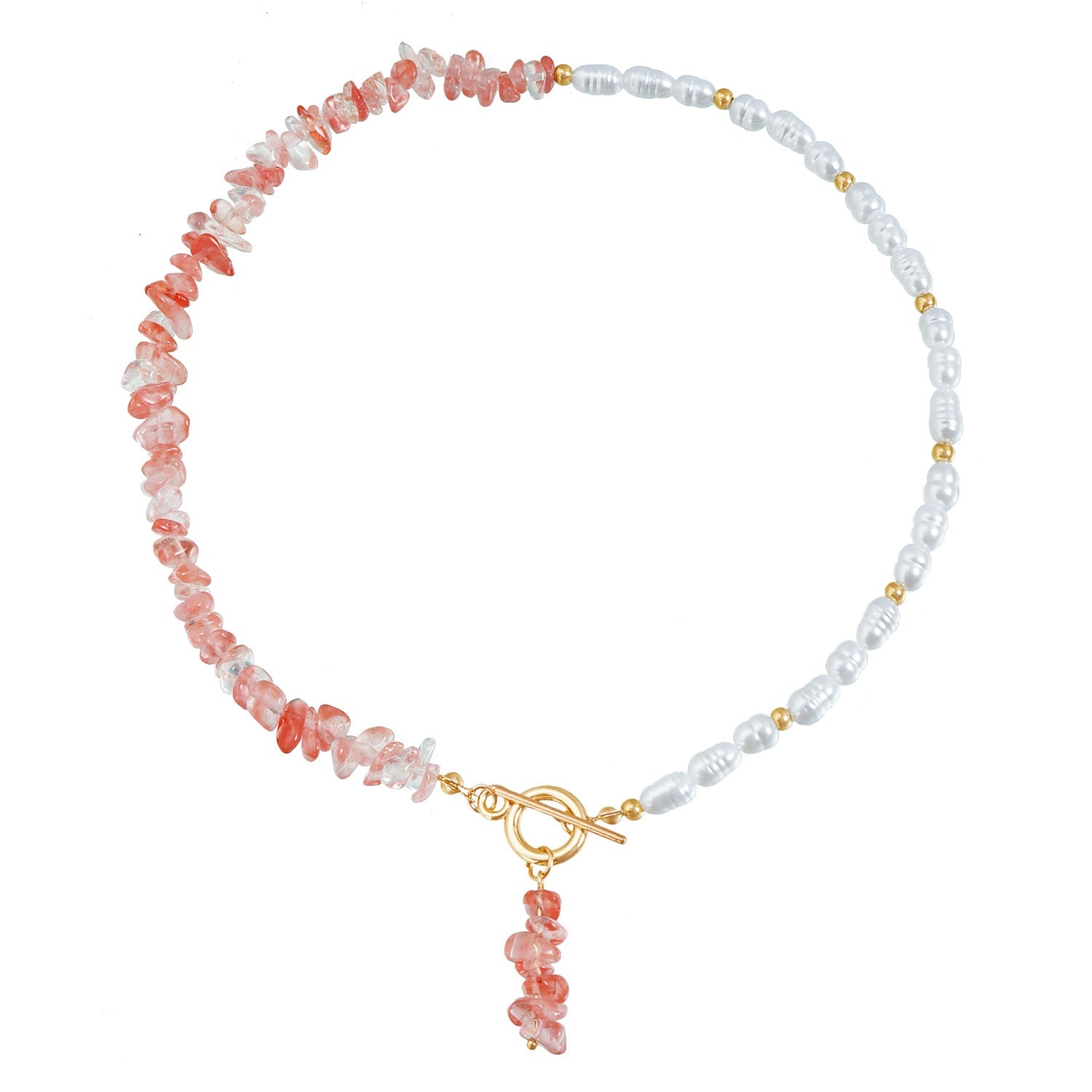 Rose Crystal Necklace Set – Elegant Pink Gemstone Clavicle Chain With Earrings for Women