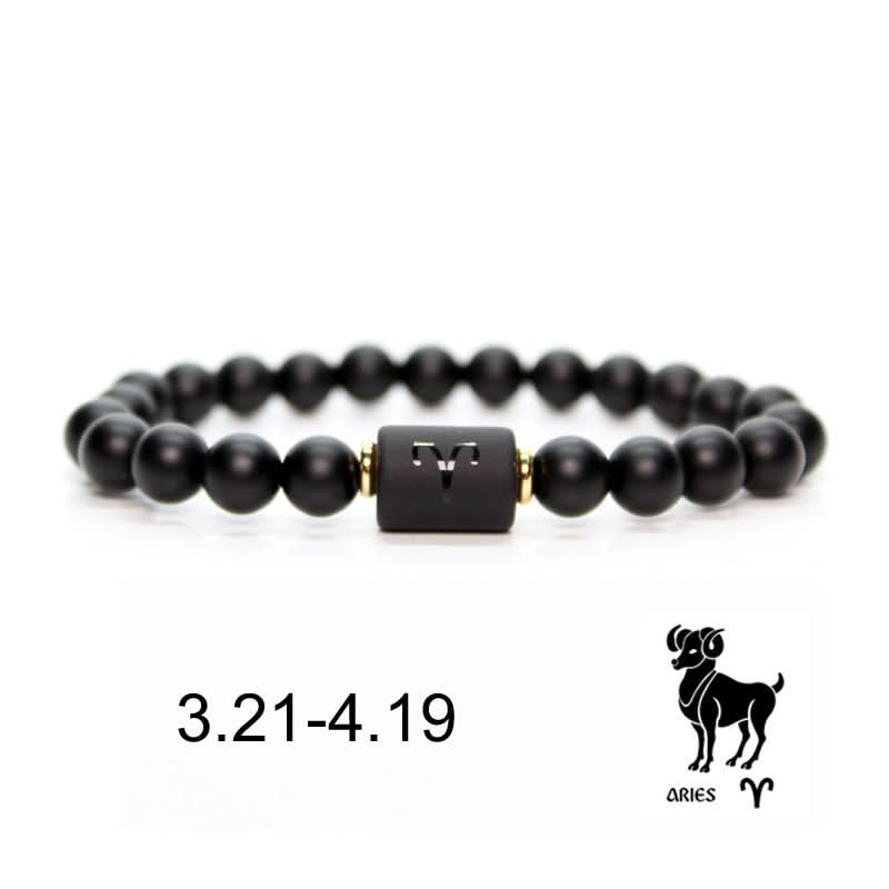 12 Constellations Black Agate Bracelet – Unisex Zodiac Bracelet
