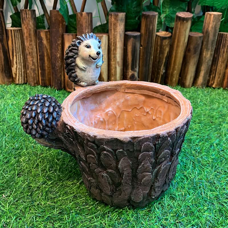 Hedgehog Flower Pot Garden Sculpture Ornament