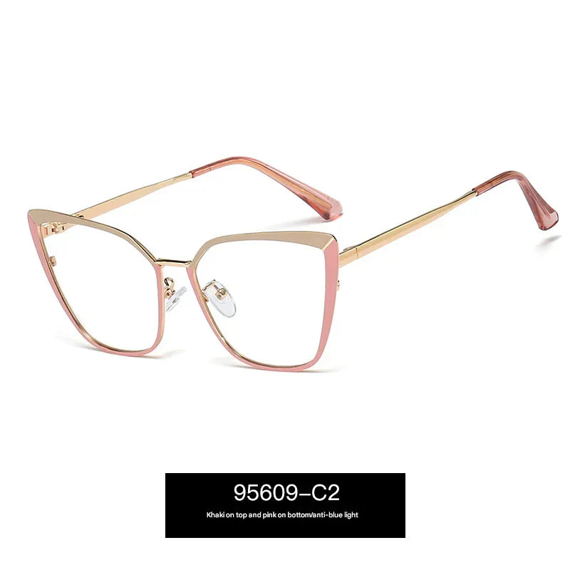 Metal Blue Light Blocking Glasses – Dual-Color Frame, Spring Temple Design