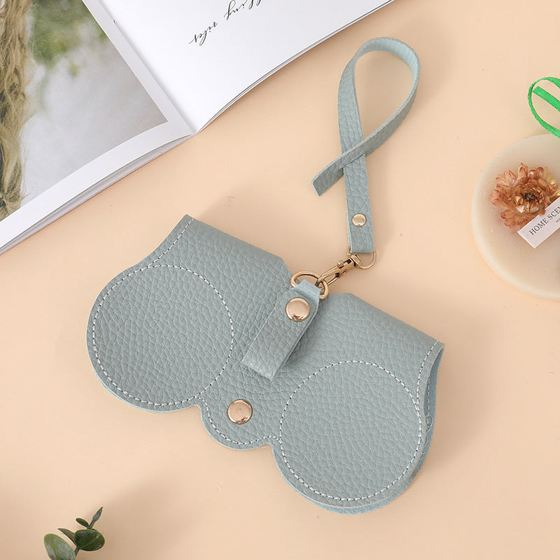PU Leather Sunglasses Case – Portable Eyewear Pouch with Lanyard & Protective Clip