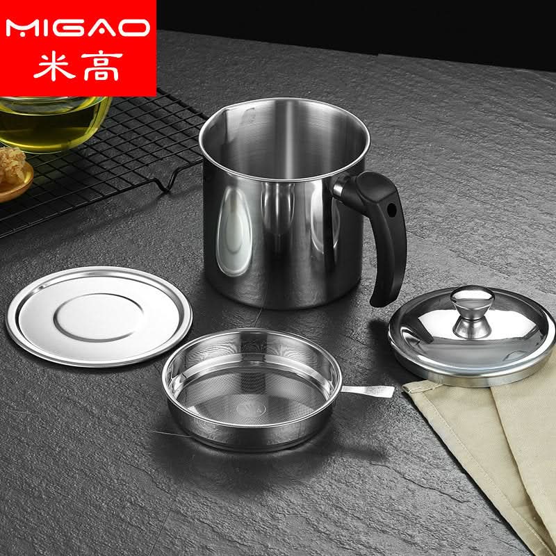 Stainless Steel Oil Filter Cup – Thickened Separator with Bakelite/Steel Wire Handle