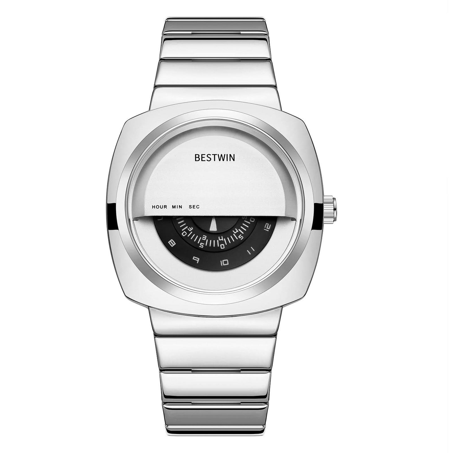Men’s Oval Quartz Watch – Modern Business Style, Half-Open Dial