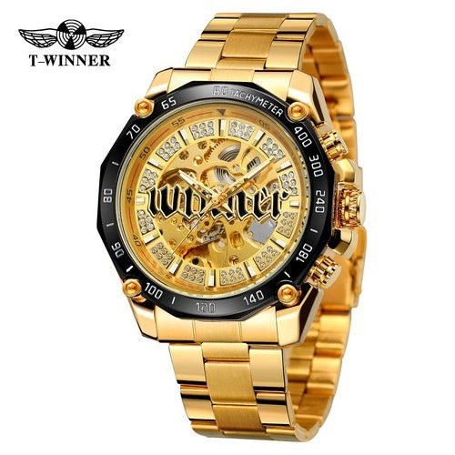 T-Winner Luxury Skeleton Automatic Mechanical Watch for Men – Fashionable Timepiece
