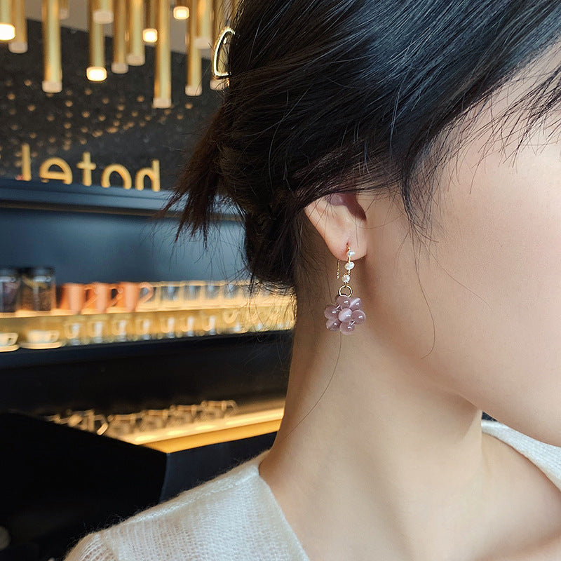 Purple Cat’s Eye Teardrop Earrings – Freshwater Pearl Jewelry