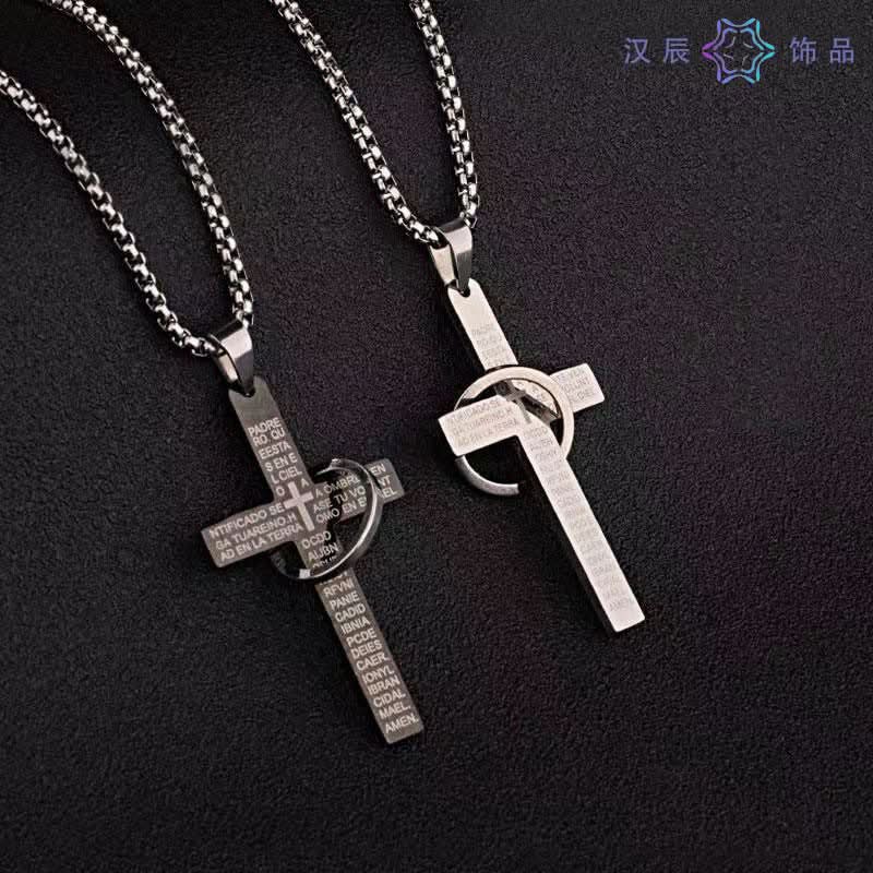 Men’s Fashionable Cross Pendant Necklace – Hip-Hop Style