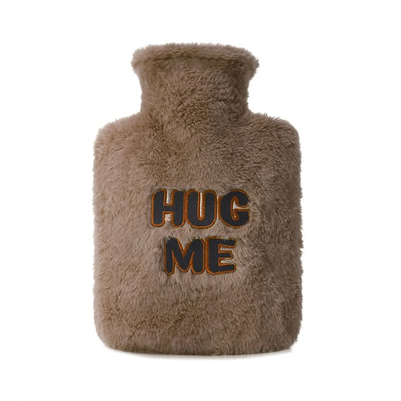 Flannel Hot Water Bottle with 'Hug Me' Plush Cover