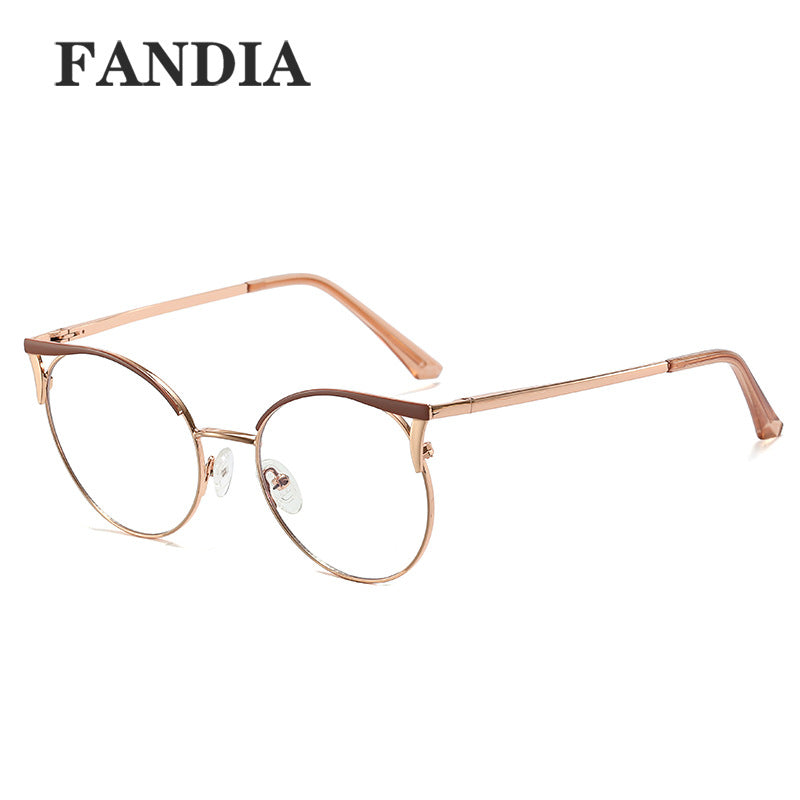 Women's Round Metal Blue Light Glasses – Full Frame Myopia-Ready Eyewear