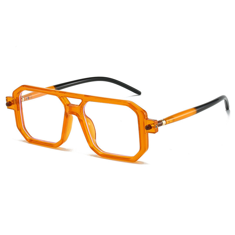 Double Beam Square Frame Anti-Blue Light Glasses – Retro Eyewear for Adults