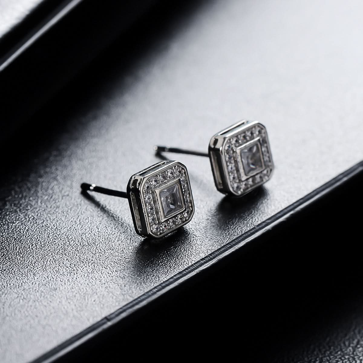 Unisex Silver Zircon Earrings – Titanium Steel Geometric Earrings
