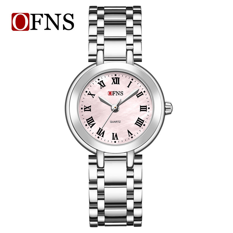 OFNS Diamond Round Roman Quartz Watch – Waterproof Business Watch for Women