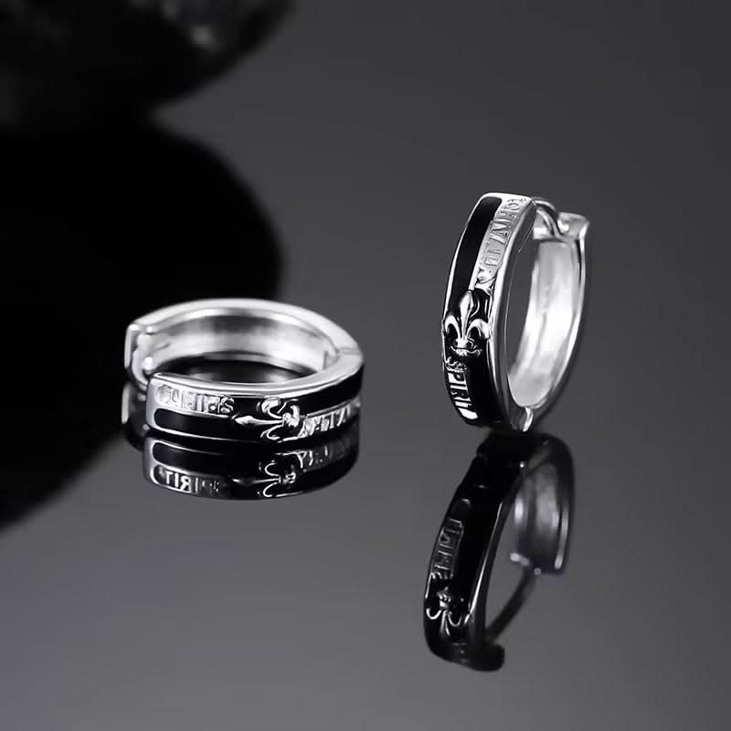 Unisex Trendy Black Knight Hoop Earrings – Hip-Hop Fashion Jewelry