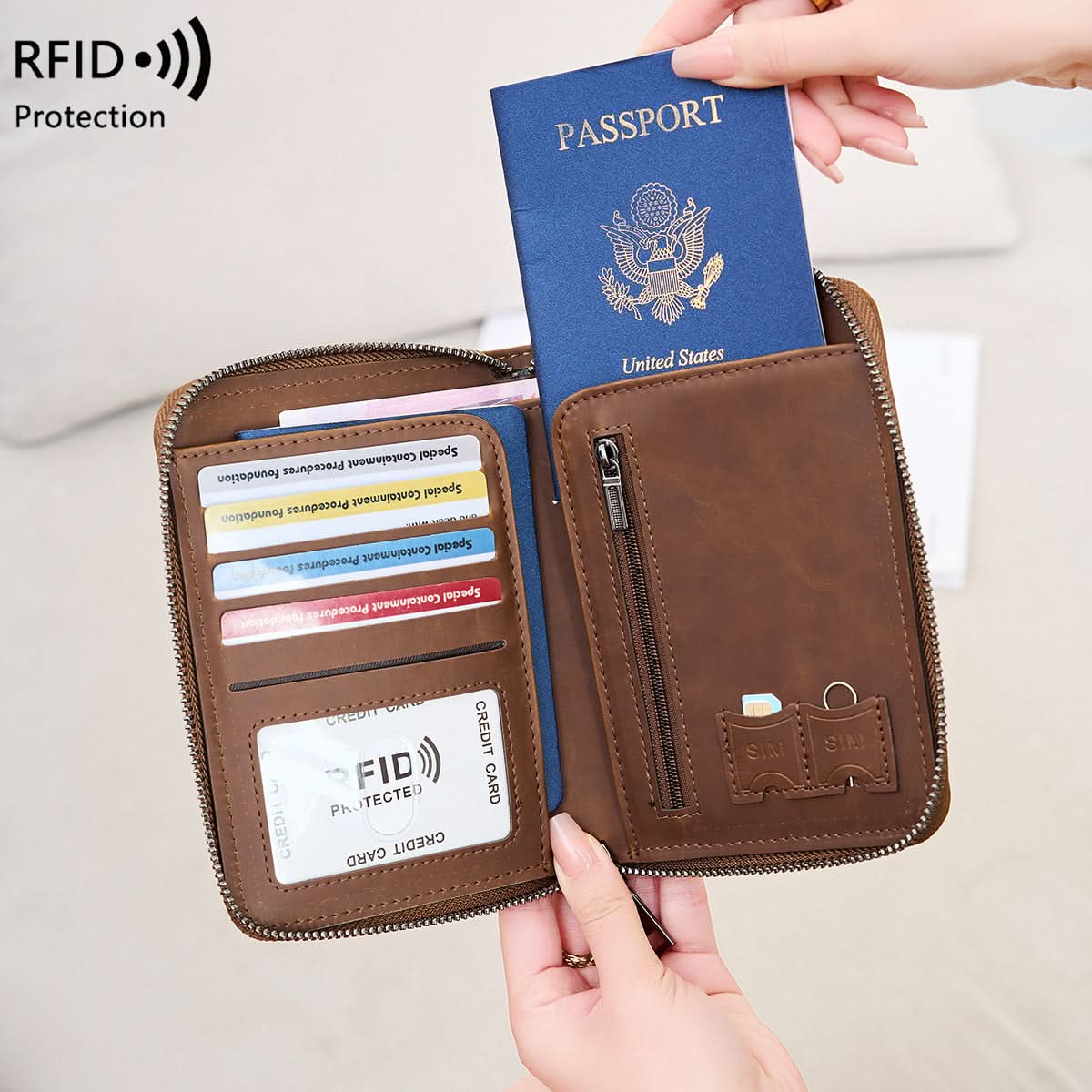 RFID Travel Passport Holder – Anti-Theft PU Leather Wallet