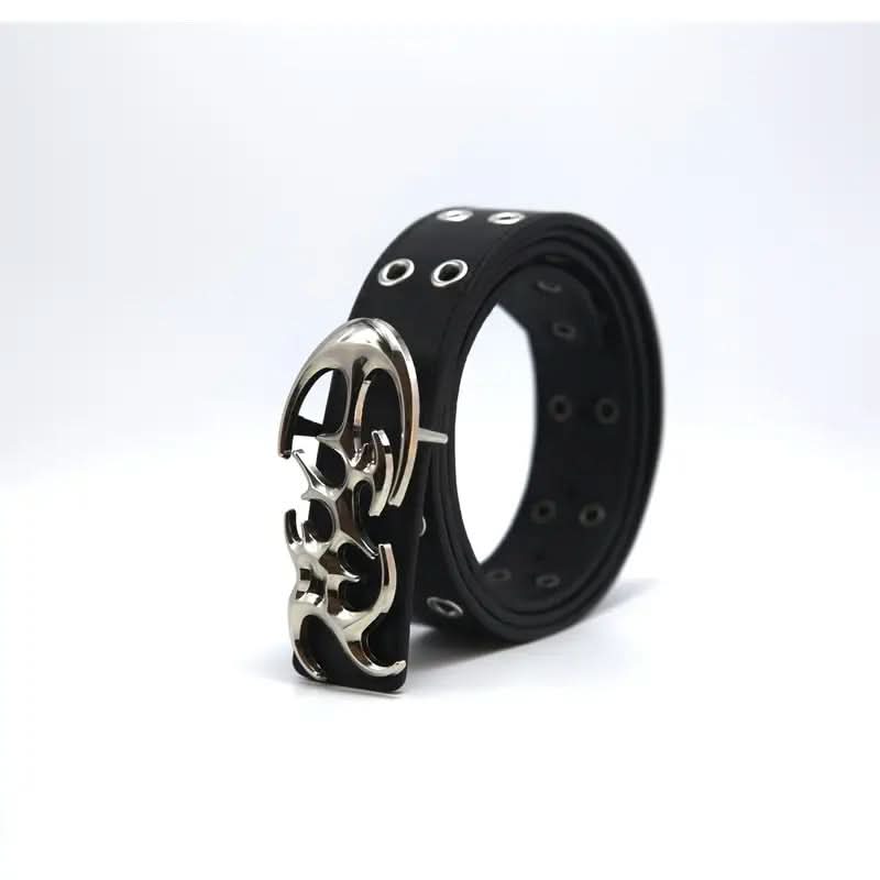 Unisex Streetwear Punk Grommet Belt – PU Leather