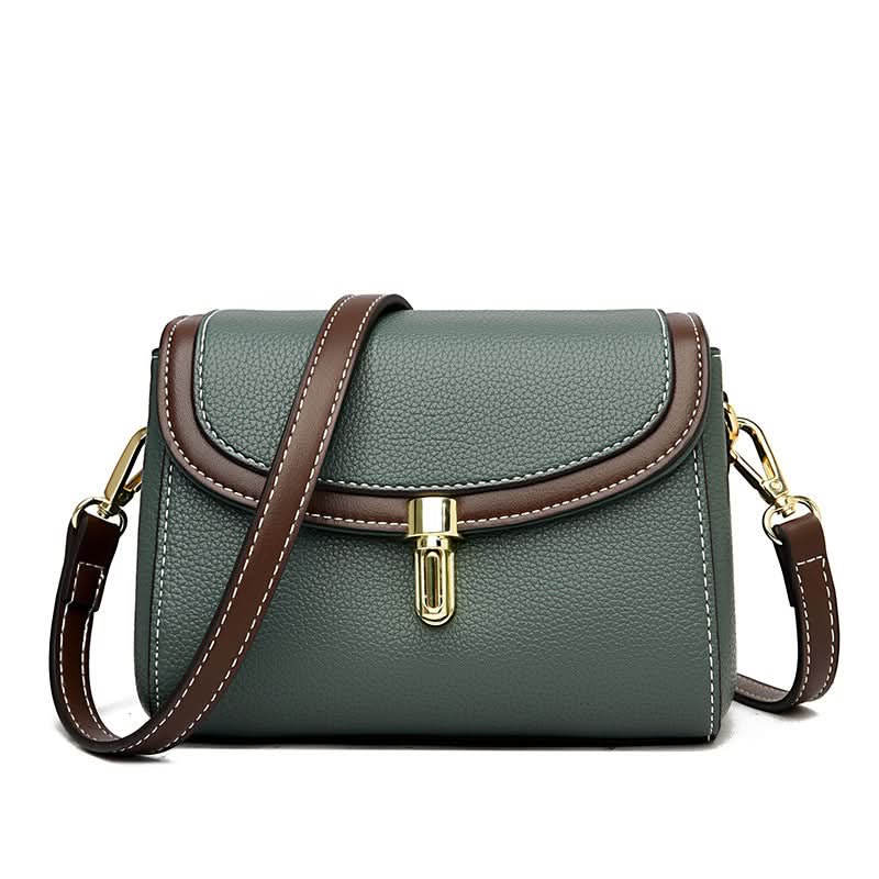 Women's Retro Small Square PU Leather Messenger Bag – With Contrast Design