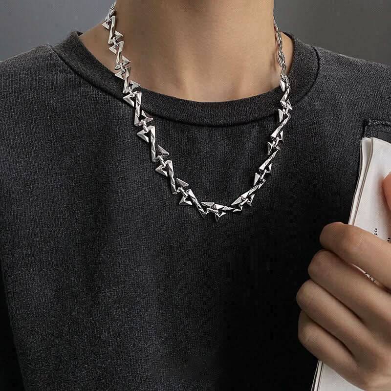 Men’s Z Letter Pendant Necklace – Silver Thorn Design