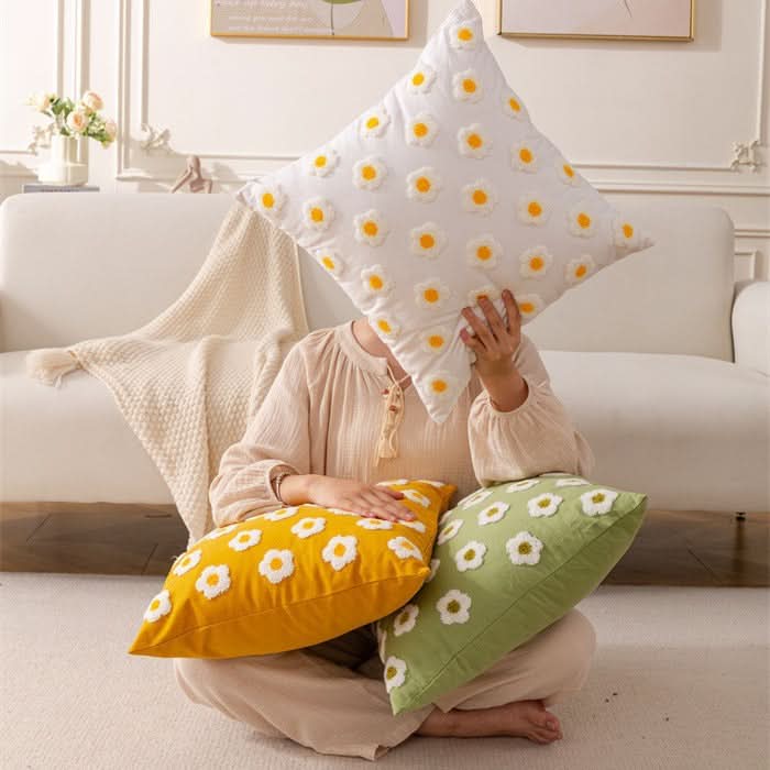 Pastoral Style Embroidered Flower Pillowcase