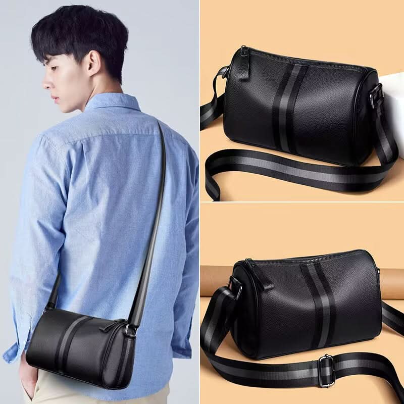 Men’s PU Leather Crossbody Travel Bag – Waterproof Lightweight Shoulder Bag