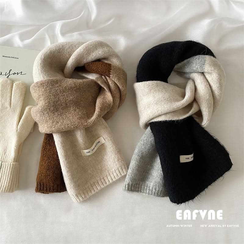 Contrast Color Knitted Scarf for Women
