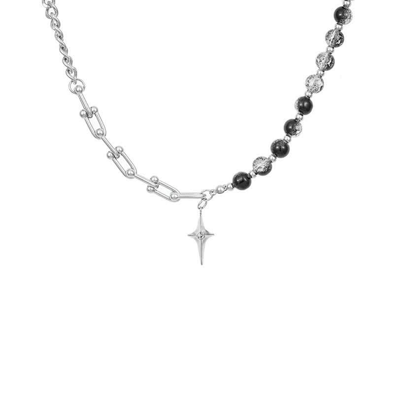 Men's Hip-Hop Star Pendant Necklace – Pearl Choker Chain