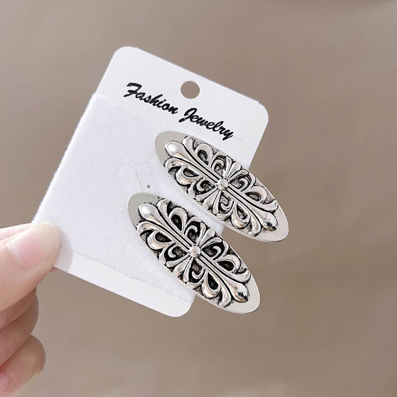Retro Metal Hair Clips – Plated Duckbill Bang Clips for Women (Pack of 2)